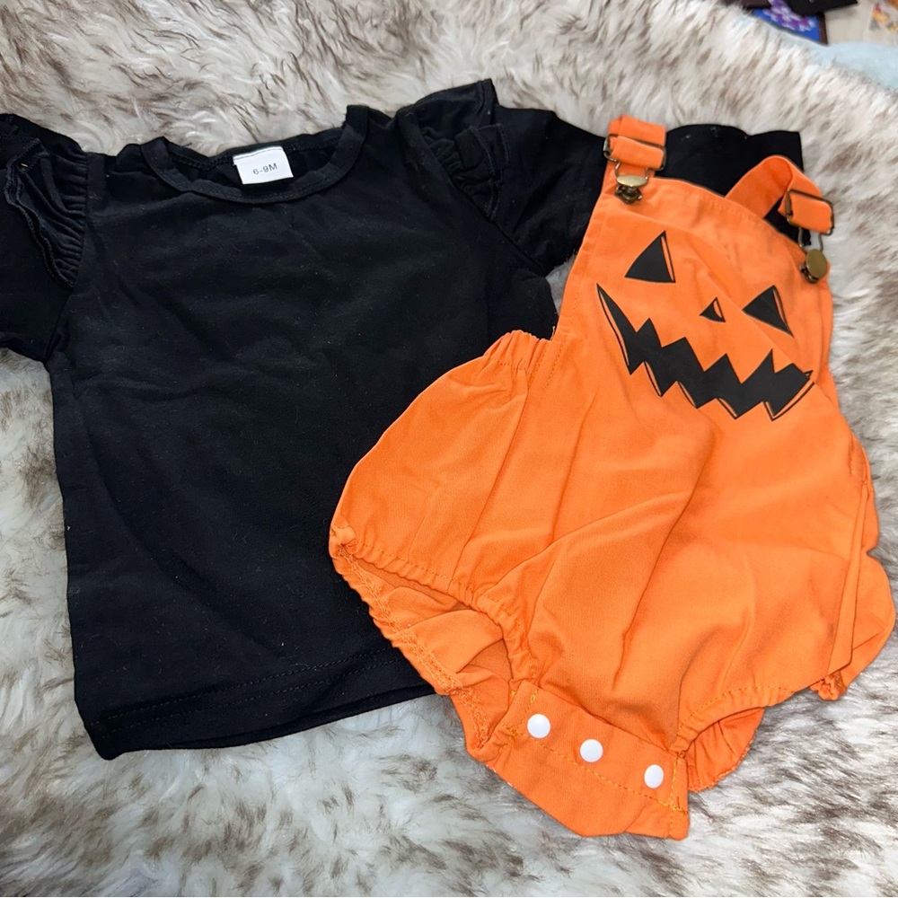 Adorable Baby Halloween Romper and Top Set PUMPKIN BABY HALLOWEEN COSTUME